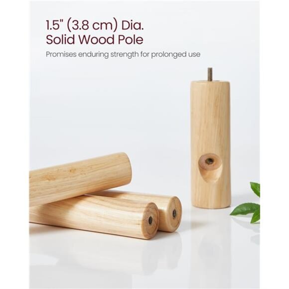 Solid Wood Coat Rack, Free Standing Tree-Shaped Coat Rack with 8 Hooks, 3 Height - Picture 5 of 7